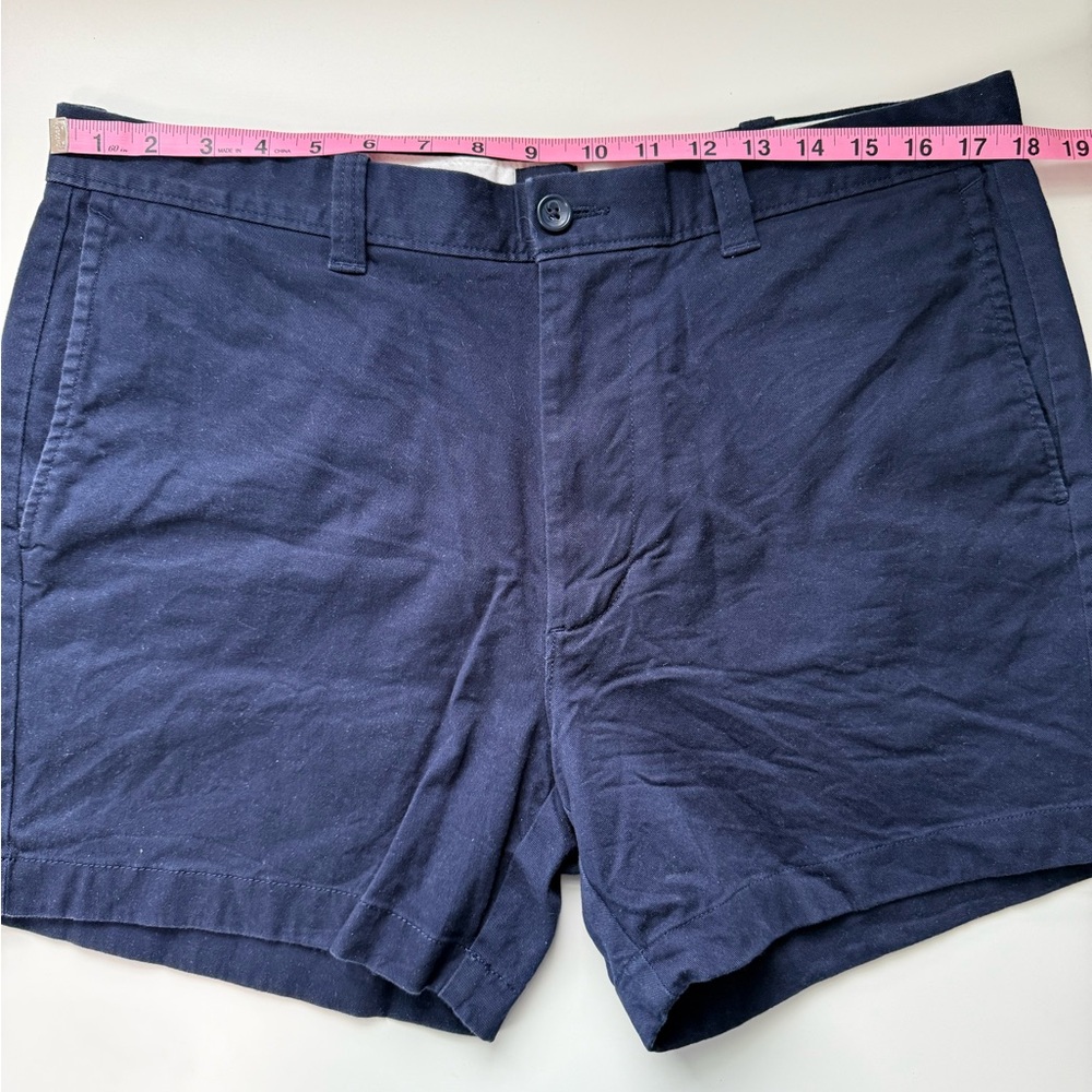 JCrew shorts mens size 35 flat front navy blue chino 5โ inseam 16โ length - Picture 1 of 9